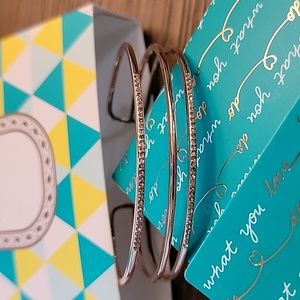 Stella & Dot Rose Gold Pave Open Bar Cuff NIB